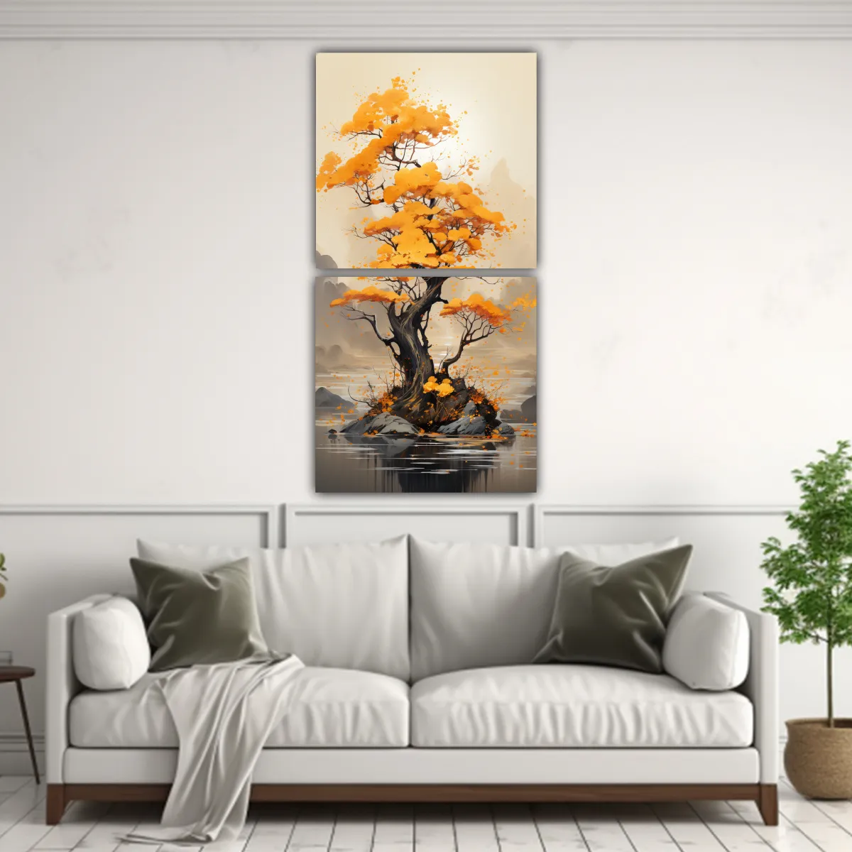 GENERICO - Pintura Abstracta De Colores Dorado Y Negro Del 60x120 Cm