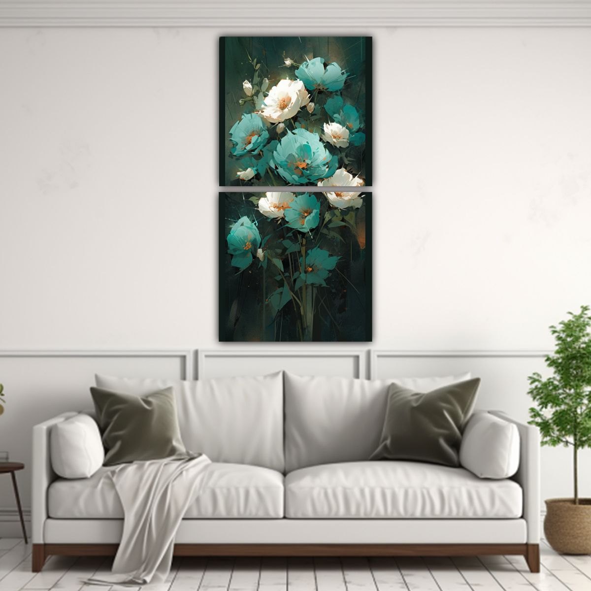 GENERICO - Pintura En Bastidor Acuarela De Flores En Colores 40x80 Cm