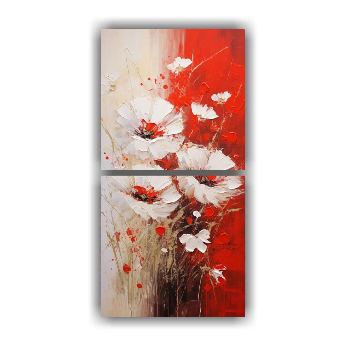 GENERICO - Dos Artes Cuadro Para Comedor Pintura De Flores 40x80 Cm