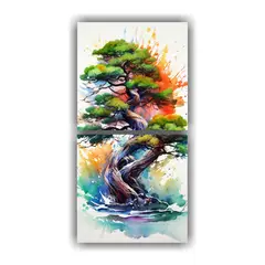 GENERICO - Pintura Abstracta En Relieve De Árbol De Pino 20x40 Cm