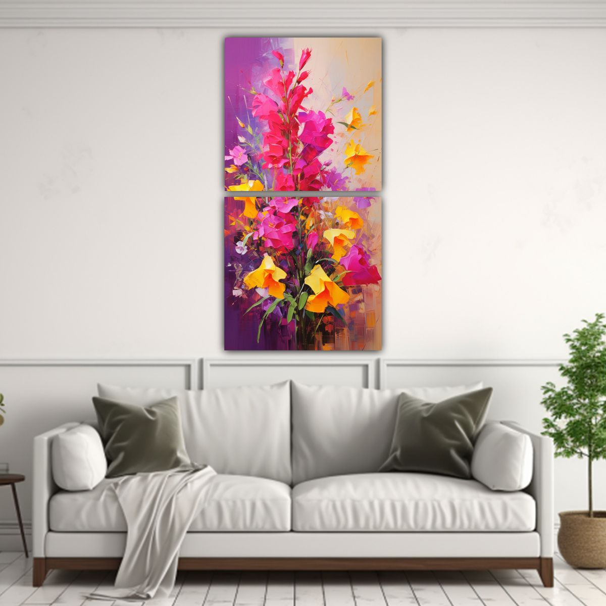GENERICO - Cuadro De Flores En Lienzo Escena Moderna 40x80 Cm