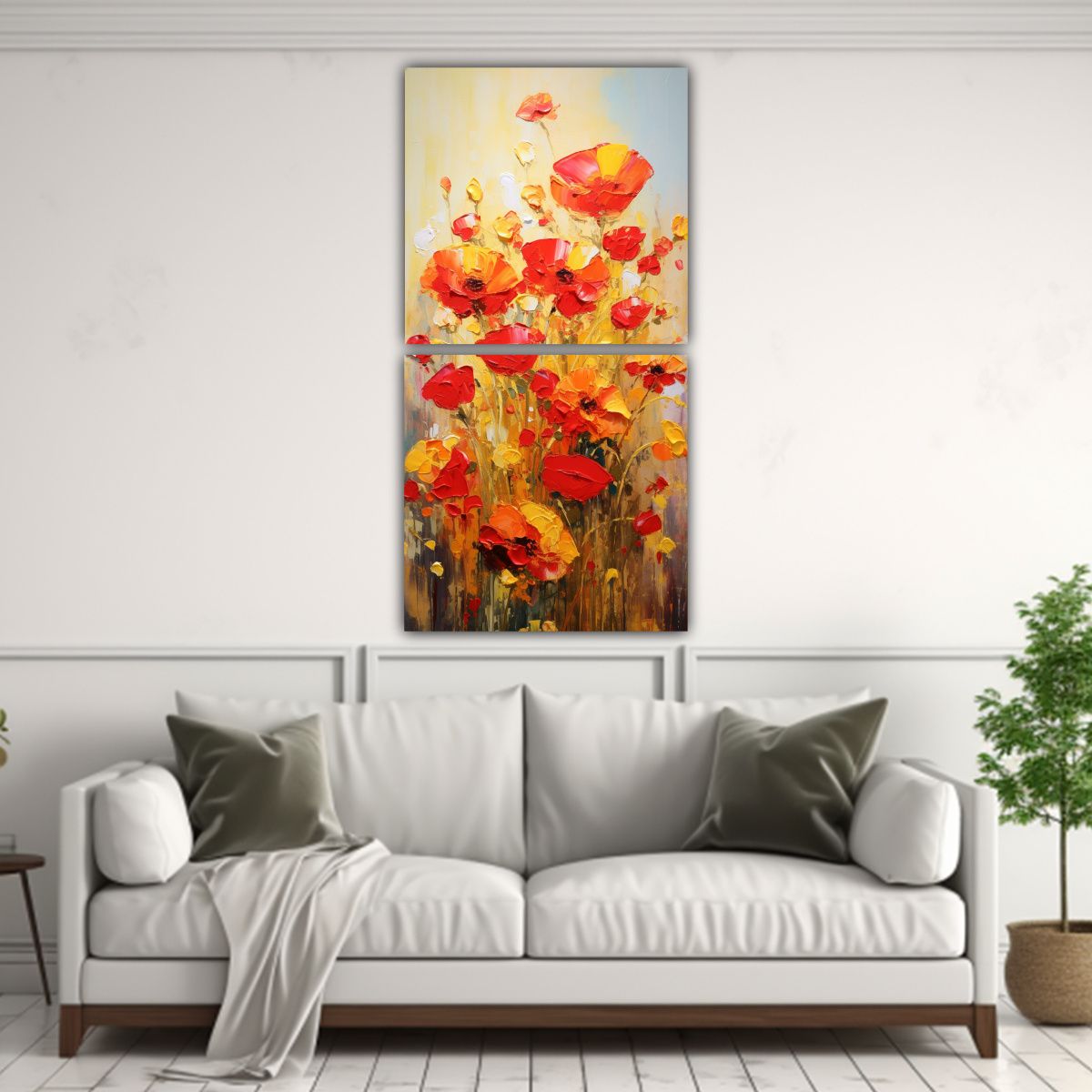GENERICO - Lienzos Vanguardia Armonía Flores Amarillo Y 20x40 Cm