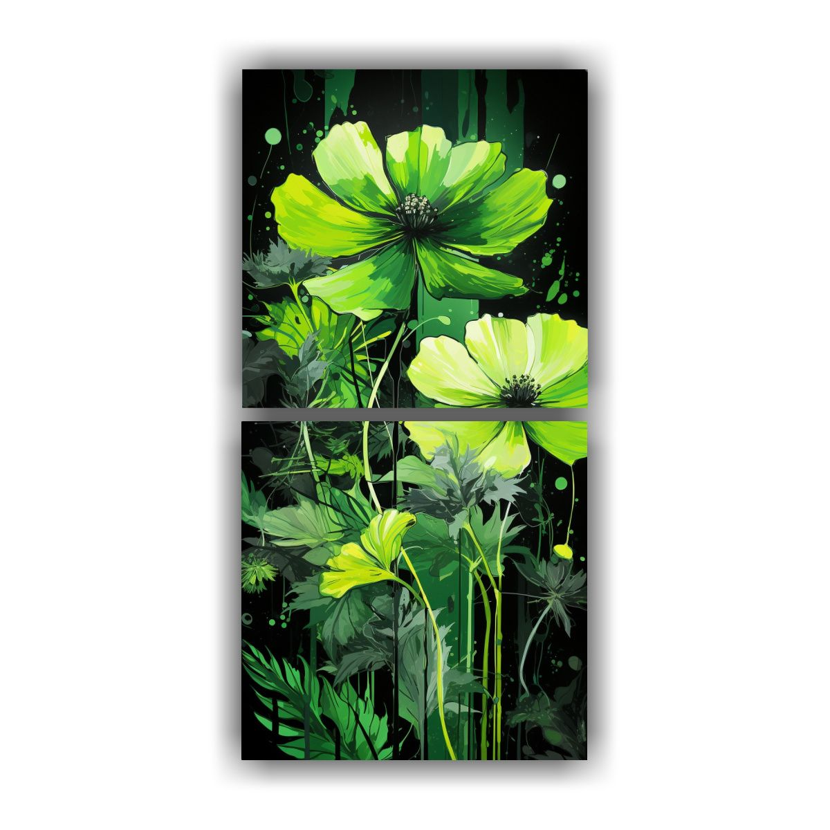 GENERICO - Conjunto 2 Lienzos Tela Protagonismo Verde Y 60x120 Cm