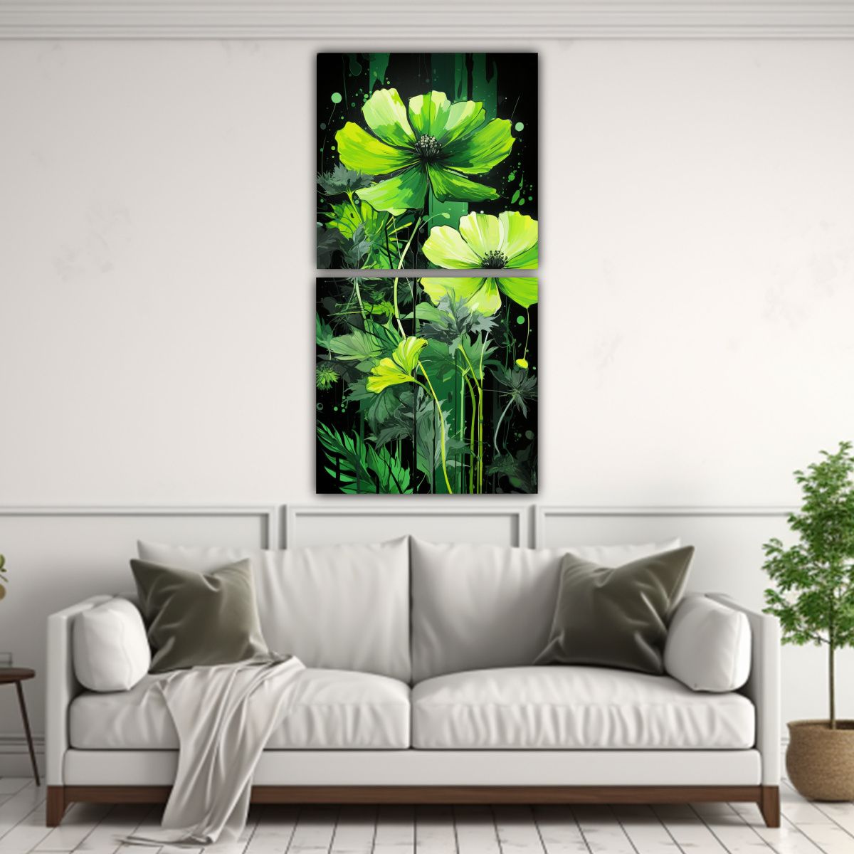 GENERICO - Conjunto 2 Lienzos Tela Protagonismo Verde Y 60x120 Cm