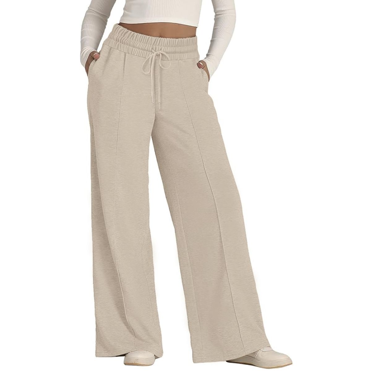 AGW - Pantalón Buzo Algodón Palazzo Elasticados Wide Leg - Pretina Ancha