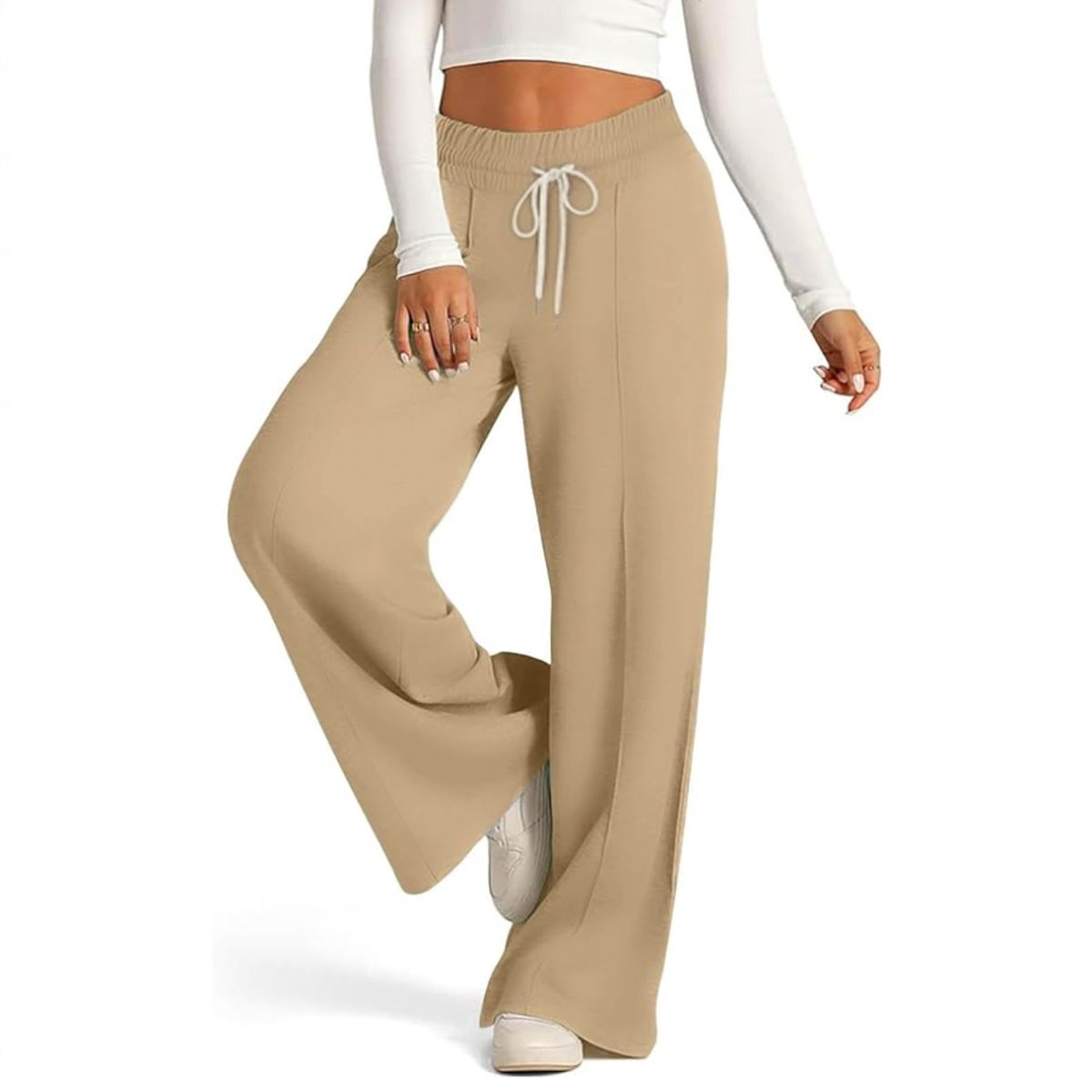 AGW - Pantalón Buzo Algodón Palazzo Elasticados Wide Leg - Pretina Ancha