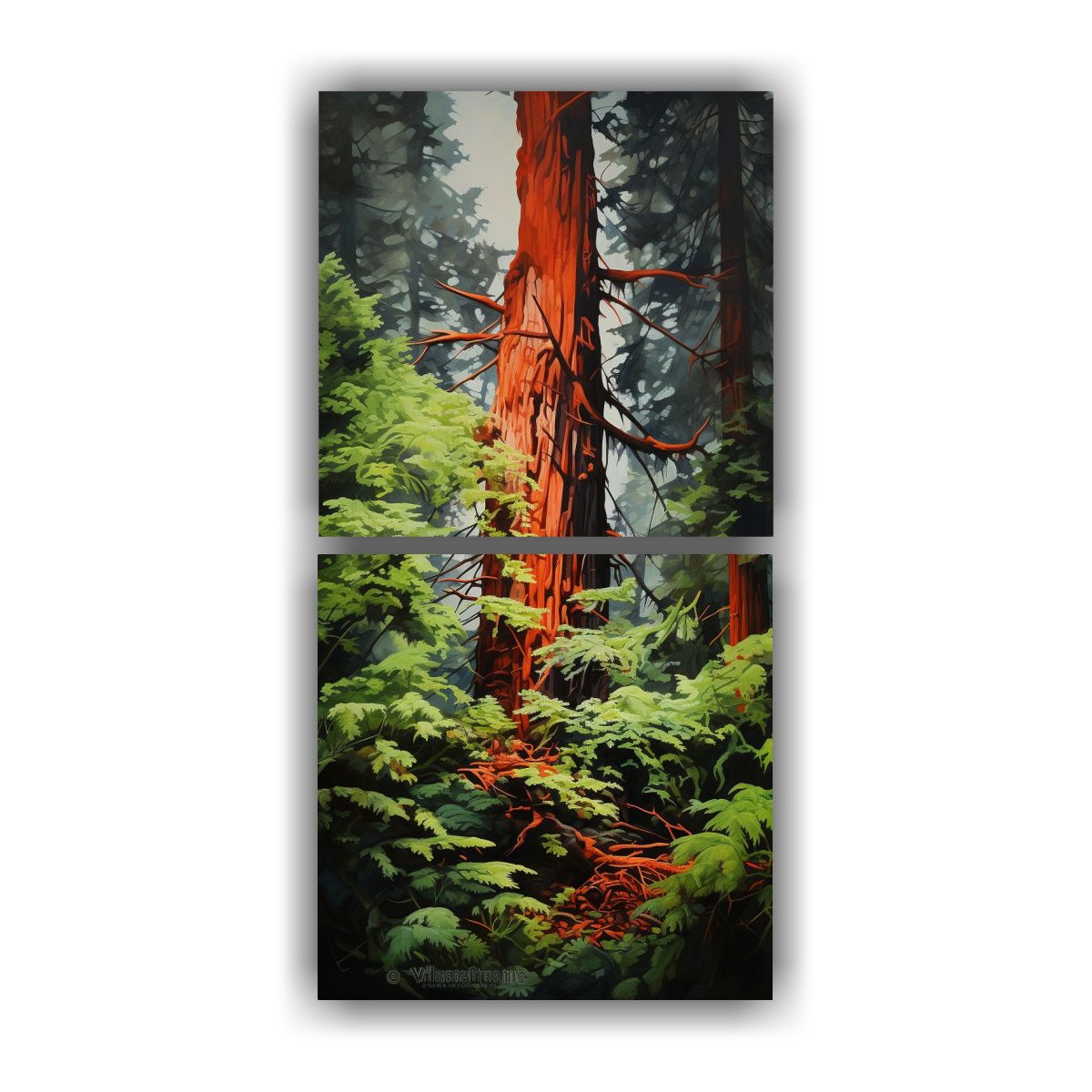 GENERICO - Pintura Abstracta De Un Hermoso árbol De Secoya 20x40 Cm