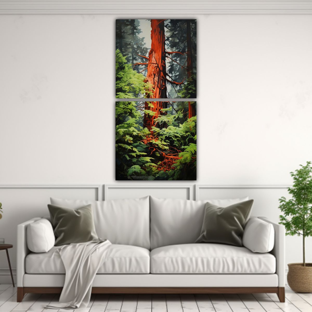 GENERICO - Pintura Abstracta De Un Hermoso árbol De Secoya 20x40 Cm
