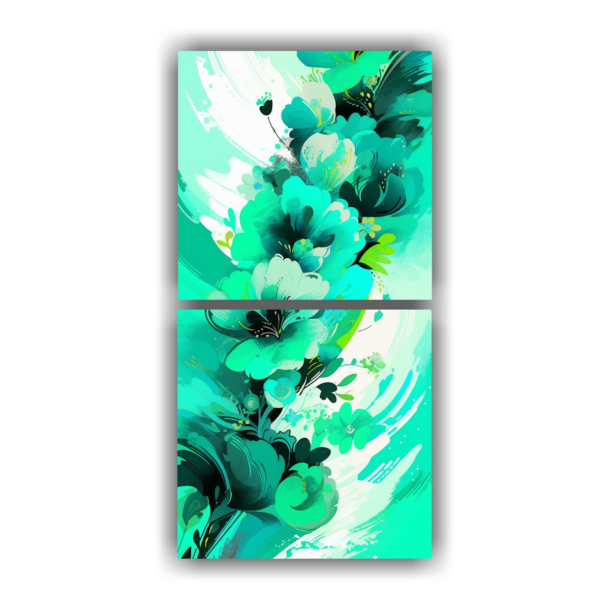 GENERICO - Cuadro Originalidad Verde Y Turquesa Neonoir 20x40 Cm