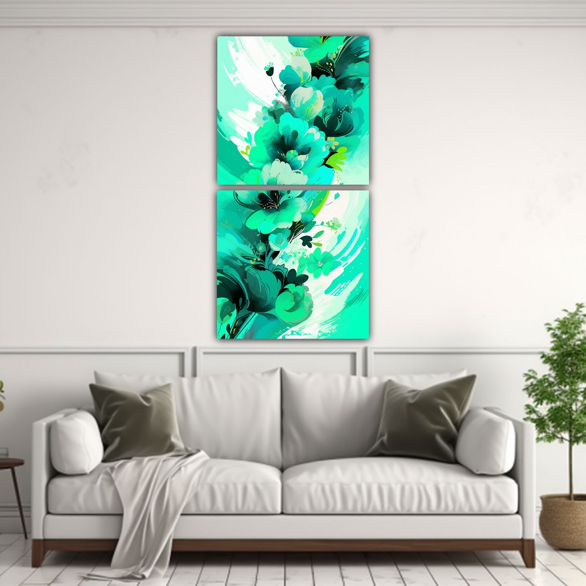 GENERICO - Cuadro Originalidad Verde Y Turquesa Neonoir 20x40 Cm