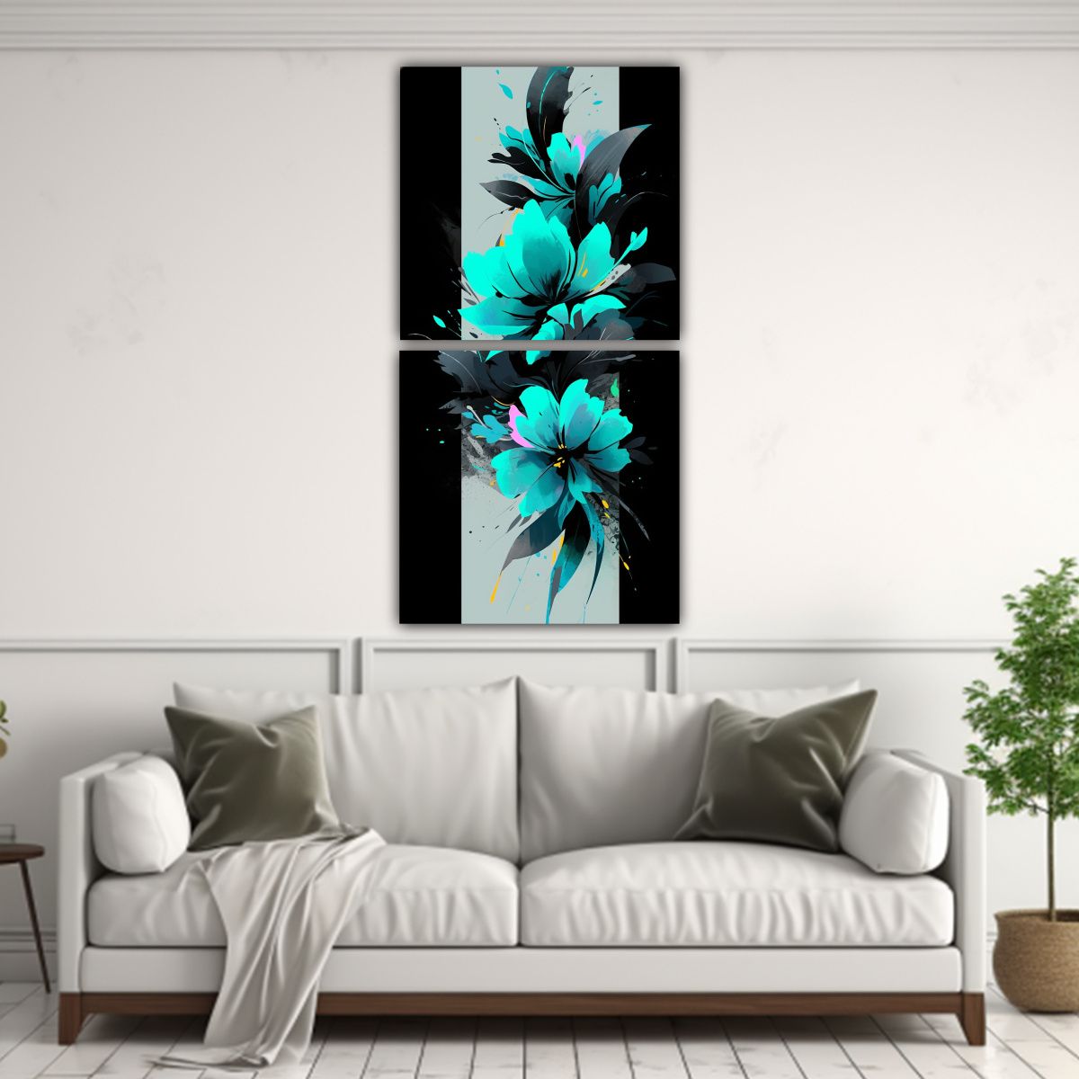 GENERICO - Conjunto 2 Telas Bastidor Belleza Turquesa + 60x120 Cm