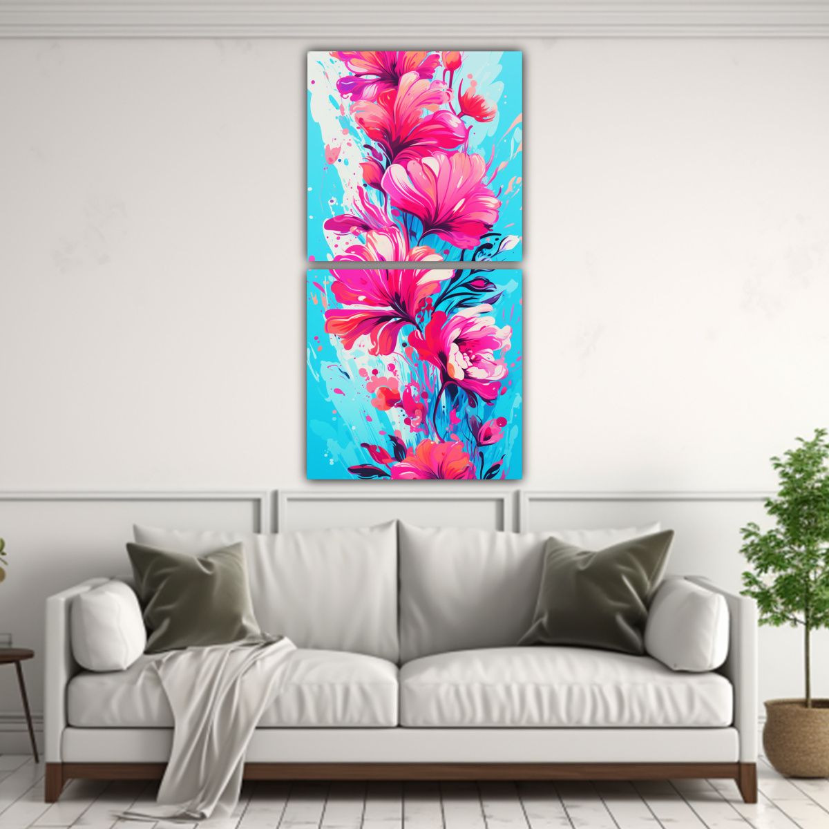 GENERICO - Cuadros Inspirador Alegría Turquesa Y Rosa En 40x80 Cm