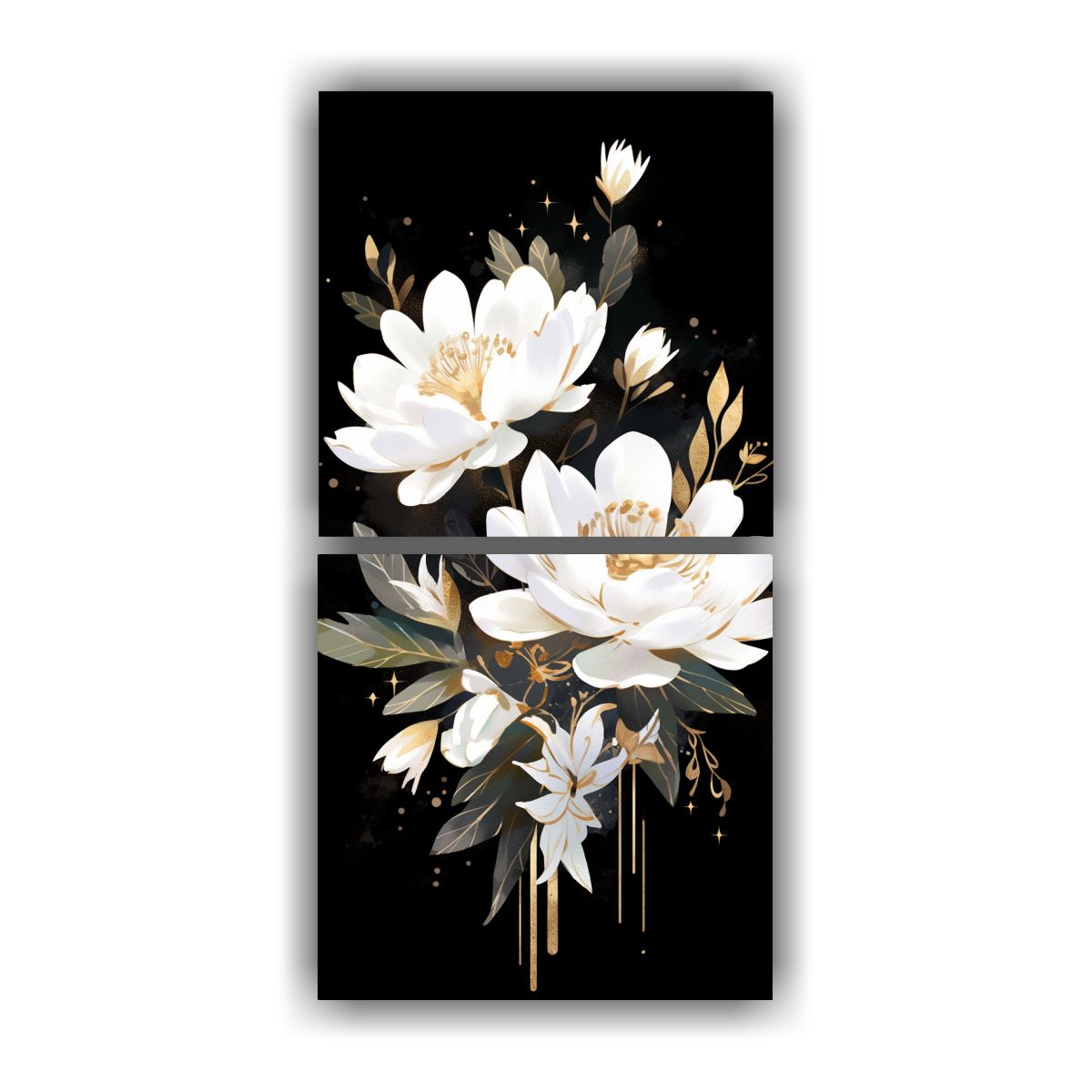 GENERICO - Cuadros Vanguardia Regalo Blanco Y Dorado 20x40 Cm