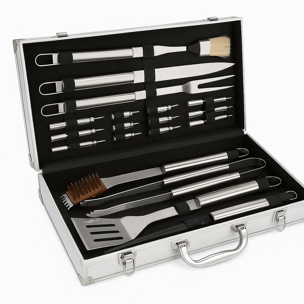 MOVI - Kit Parrillero Profesional Acero Inoxidable con Maleta