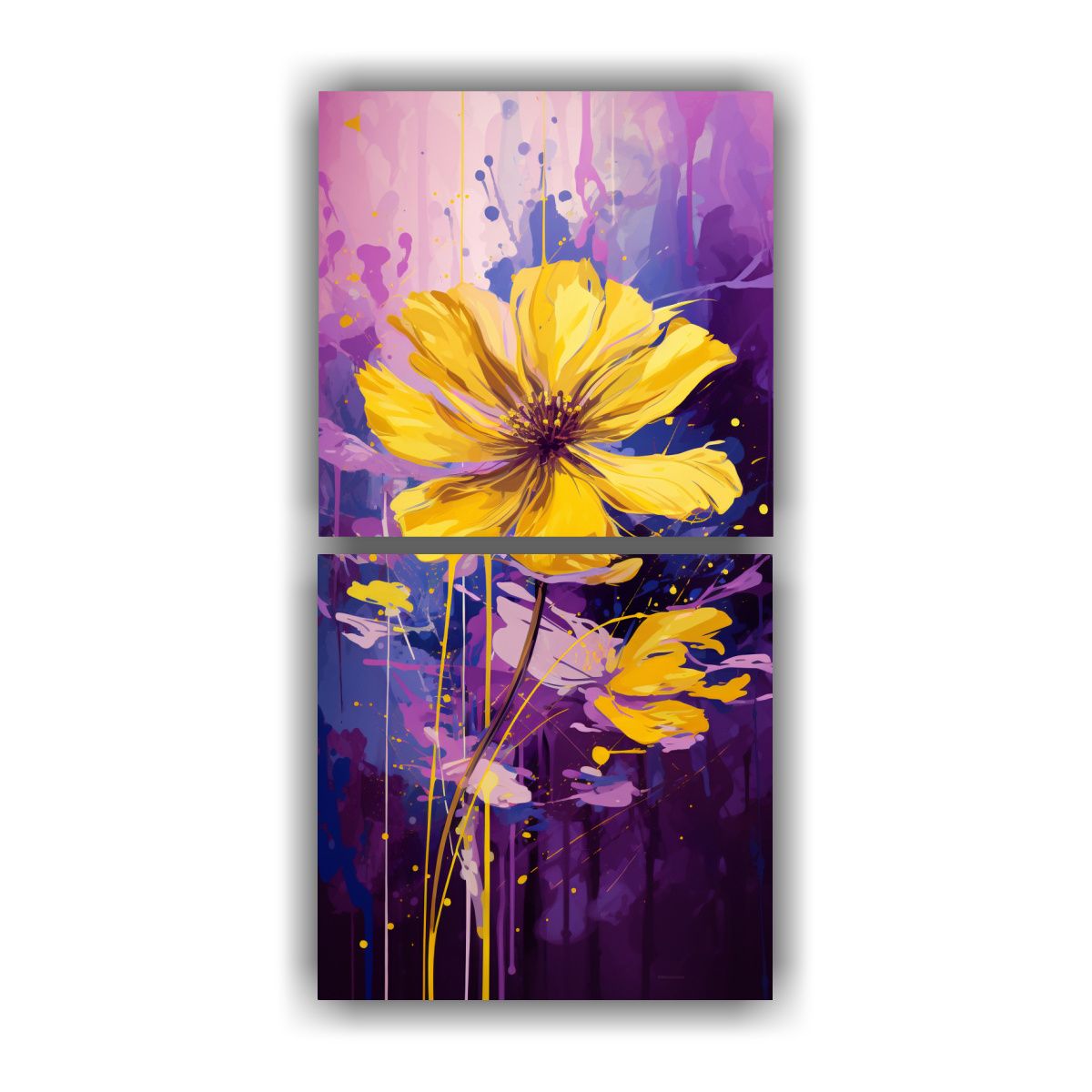 GENERICO - Cuadros Decorativos Amarillo Y Púrpura Con 20x40 Cm