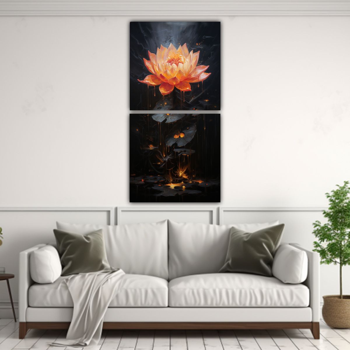 GENERICO - Pintura En Lienzo Estilo Black Lotus Para 40x80 Cm