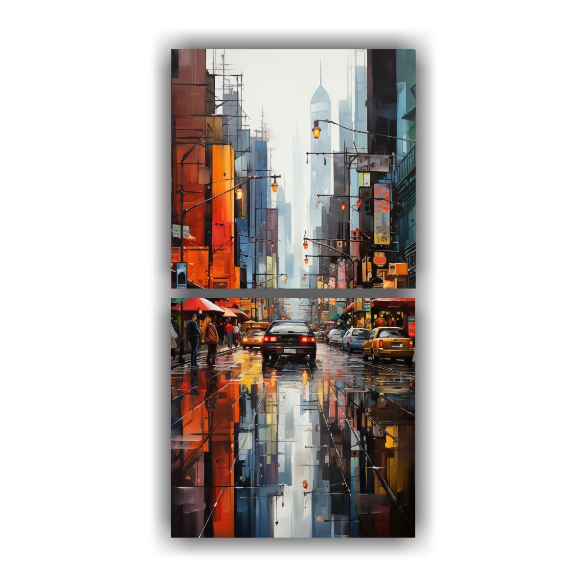 GENERICO - Pintura Surrealista De Una Ciudad Fragmentada Con 50x100 Cm