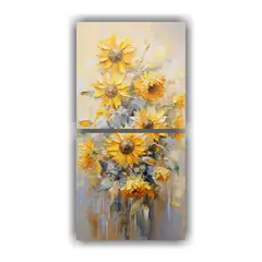 GENERICO - Pintura De Lienzo De Girasoles Dorados En Estilo 20x40 Cm