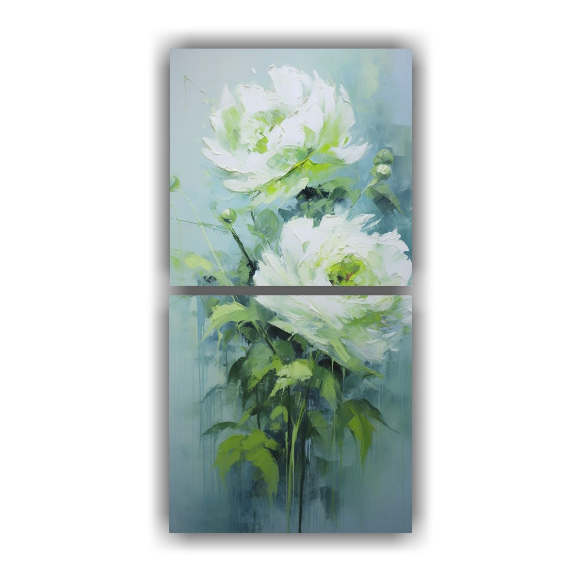 GENERICO - Pintura En Tela Estilo Moderno De Peonías Verdes 60x120 Cm