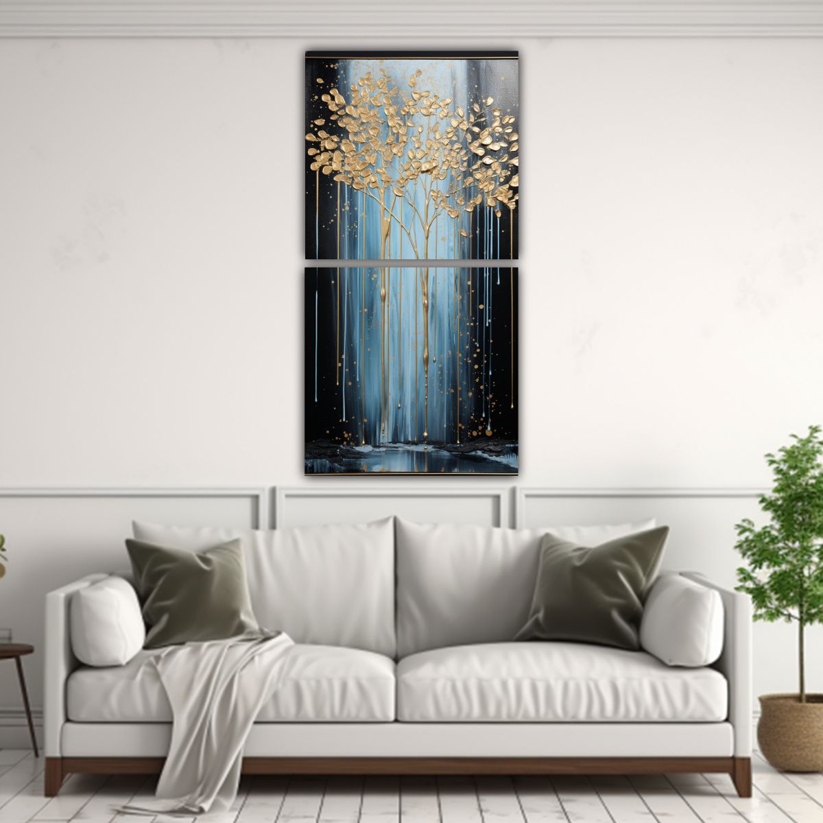 GENERICO - Set 2 Lienzos Impreso Exuberantes En Negro Y 50x100 Cm