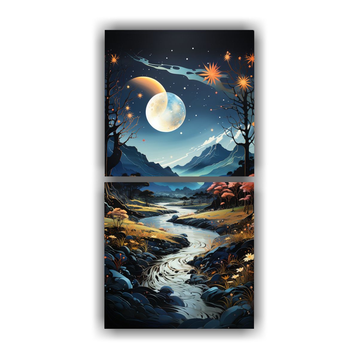 GENERICO - Cuadro De Dos Telas En Bastidor Modernos 20x40 Cm