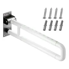 EVERSO - Barra Seguridad Para Discapacitados Abatible Acero Inox 60cm Blanco