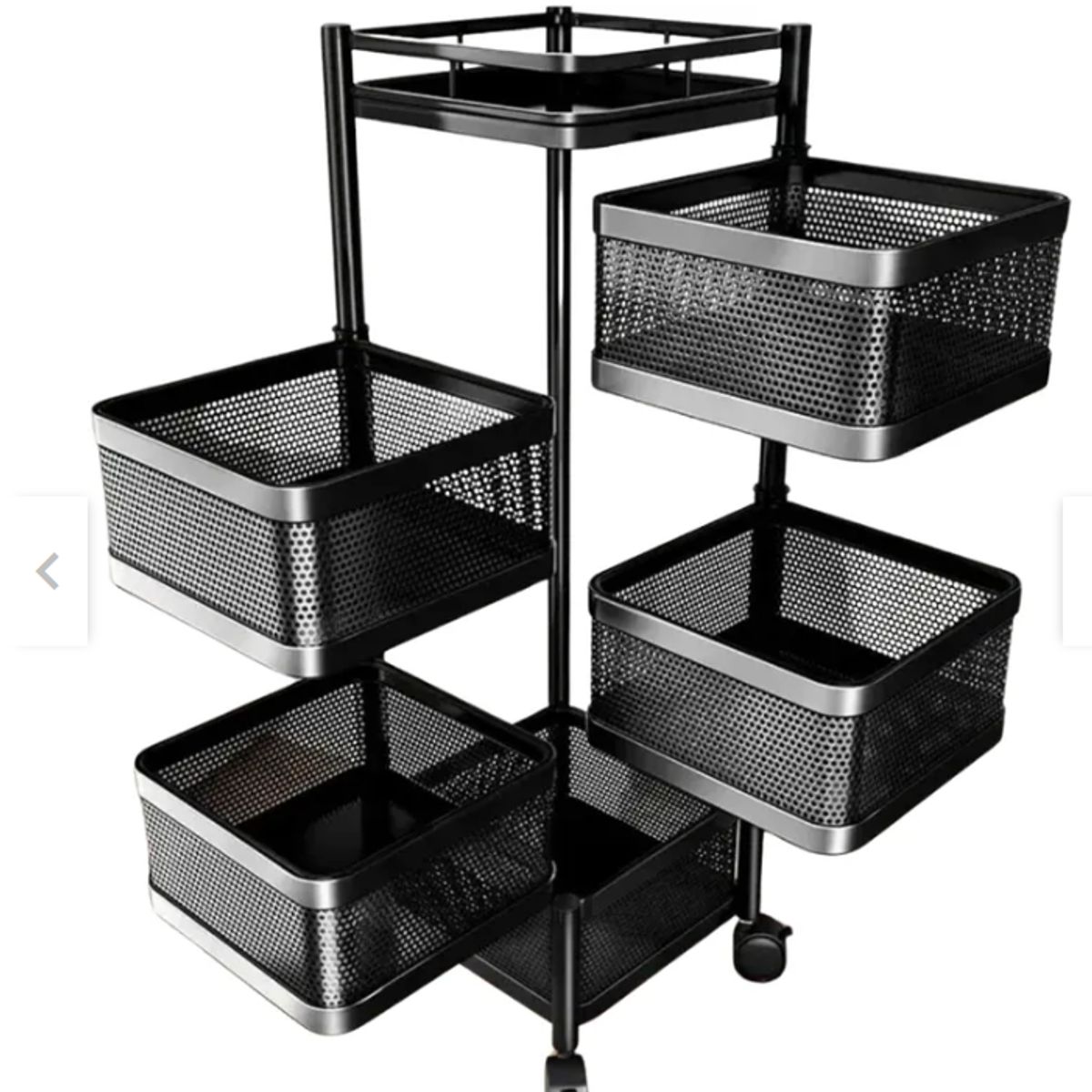 GENERICO - Carro Organizador Ruedas Extraible 5 Niveles Negro