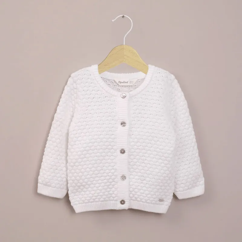 OPALINE - Chaleco blanco con textura de niña 40795
