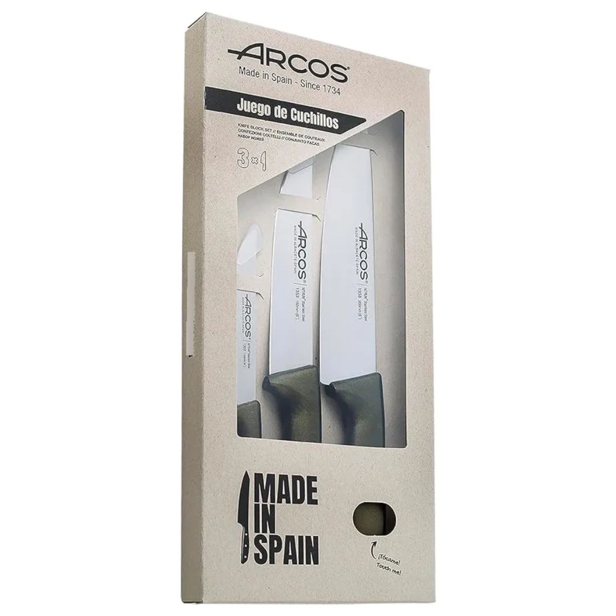 ARCOS - Set Cuchillos Arcos 3x1 Serie Niza Acero Inox Dorado