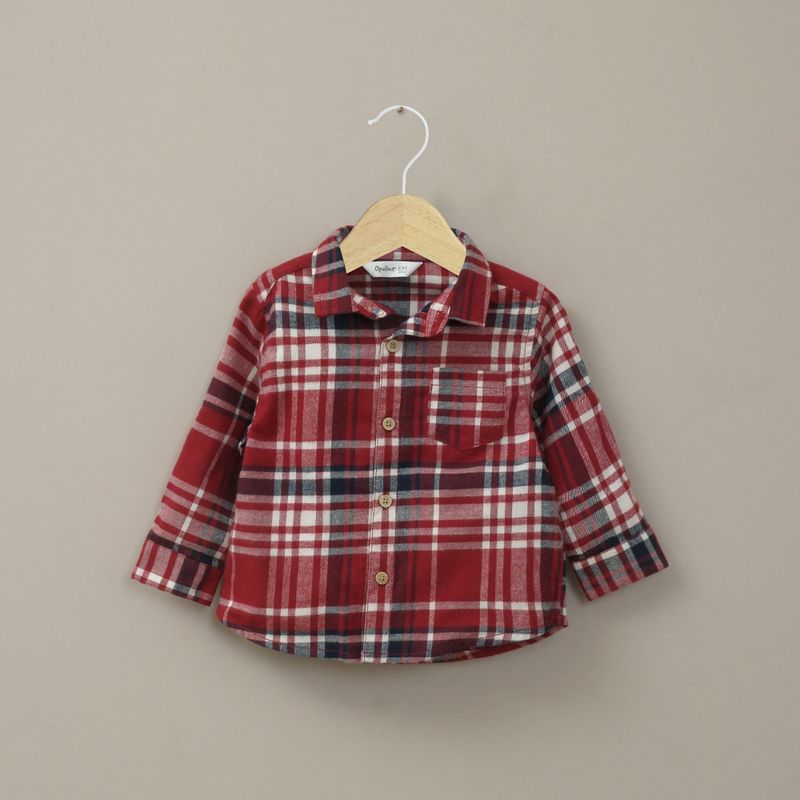 OPALINE - Camisa escocesa roja de niño