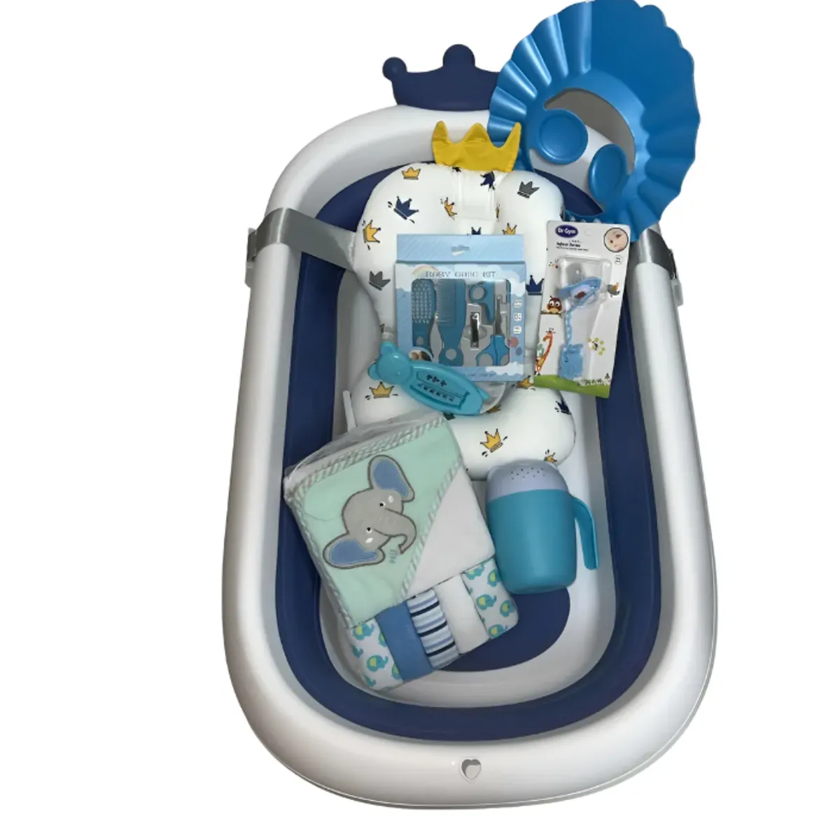 GENERICO - Bañera Plegable Corona + Accesorios Bebe Baño Color Azul.