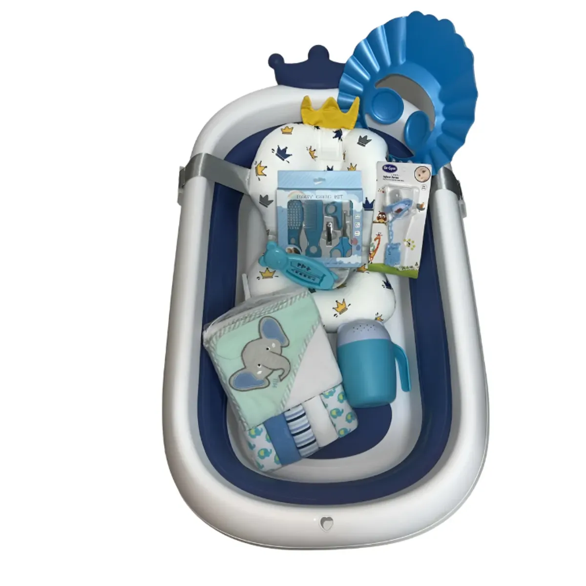 GENERICO - Bañera Plegable Corona + Accesorios Bebe Baño Color Azul.