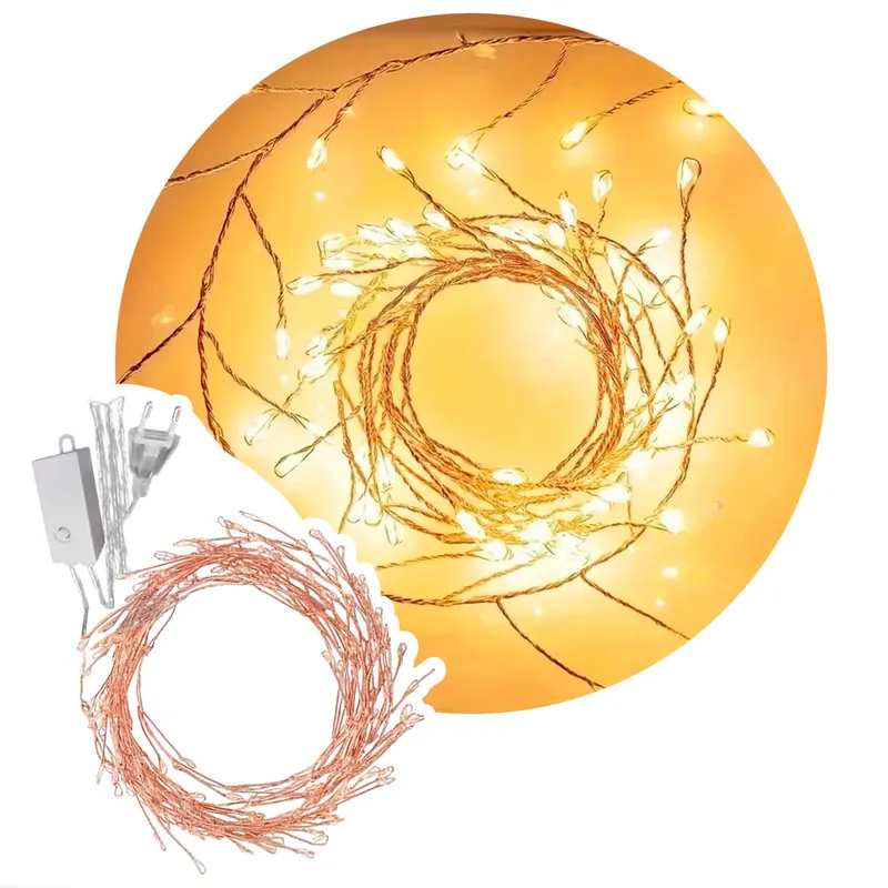GENERICO - Luces Lineales Racimo 400 LED 10m Alambre Hada Amarilla 0075