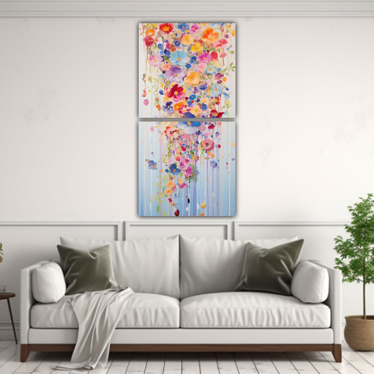 GENERICO - Pintura Acrílica Vintage De Dos Cuadros 20x40 Cm