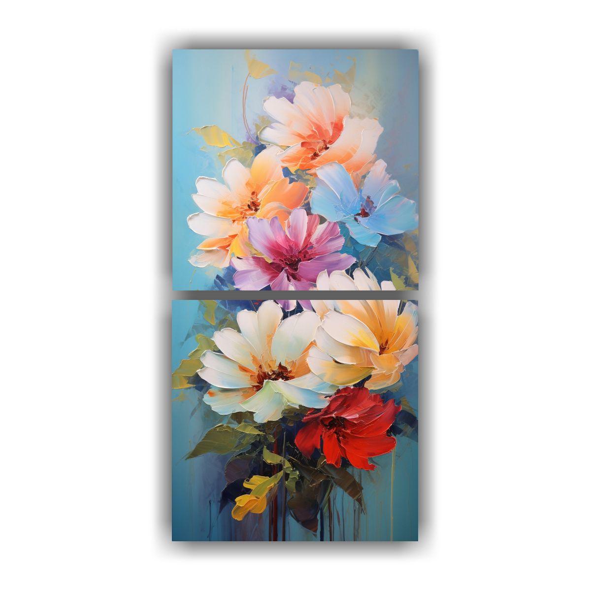 GENERICO - Pintura En Lienzo Con Flores Vibrantes Para 20x40 Cm