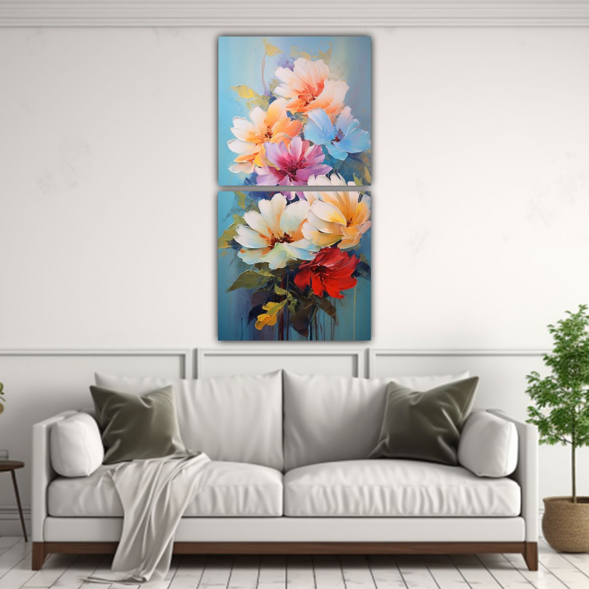 GENERICO - Pintura En Lienzo Con Flores Vibrantes Para 20x40 Cm