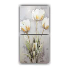 GENERICO - Set 2 Cuadros Modernos Impacto Visual Tulipanes 40x80 Cm