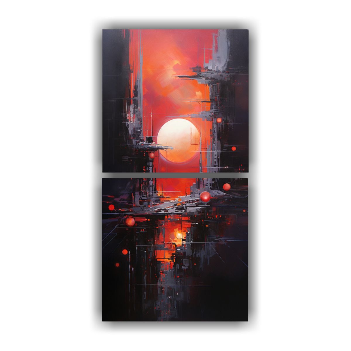 GENERICO - Cuadros Abstractos Futuristas De Dibujo Calidez 60x120 Cm