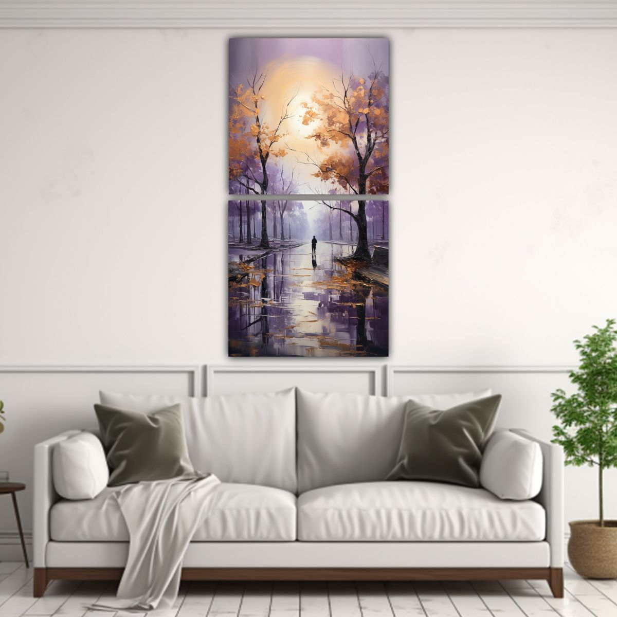 GENERICO - Cuadros Artesanales De Árboles En Plata Y Oro 20x40 Cm