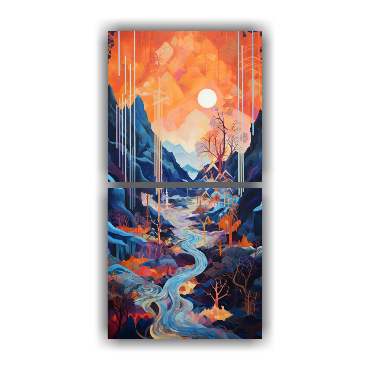 GENERICO - Cuadro Abstracto De Tapiz Dos Lienzos Que Fusiona 20x40 Cm