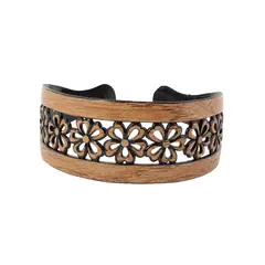 BIJOUTERIA LB20 SPA - Cintillo Rígido Ancho - Flores - Beige