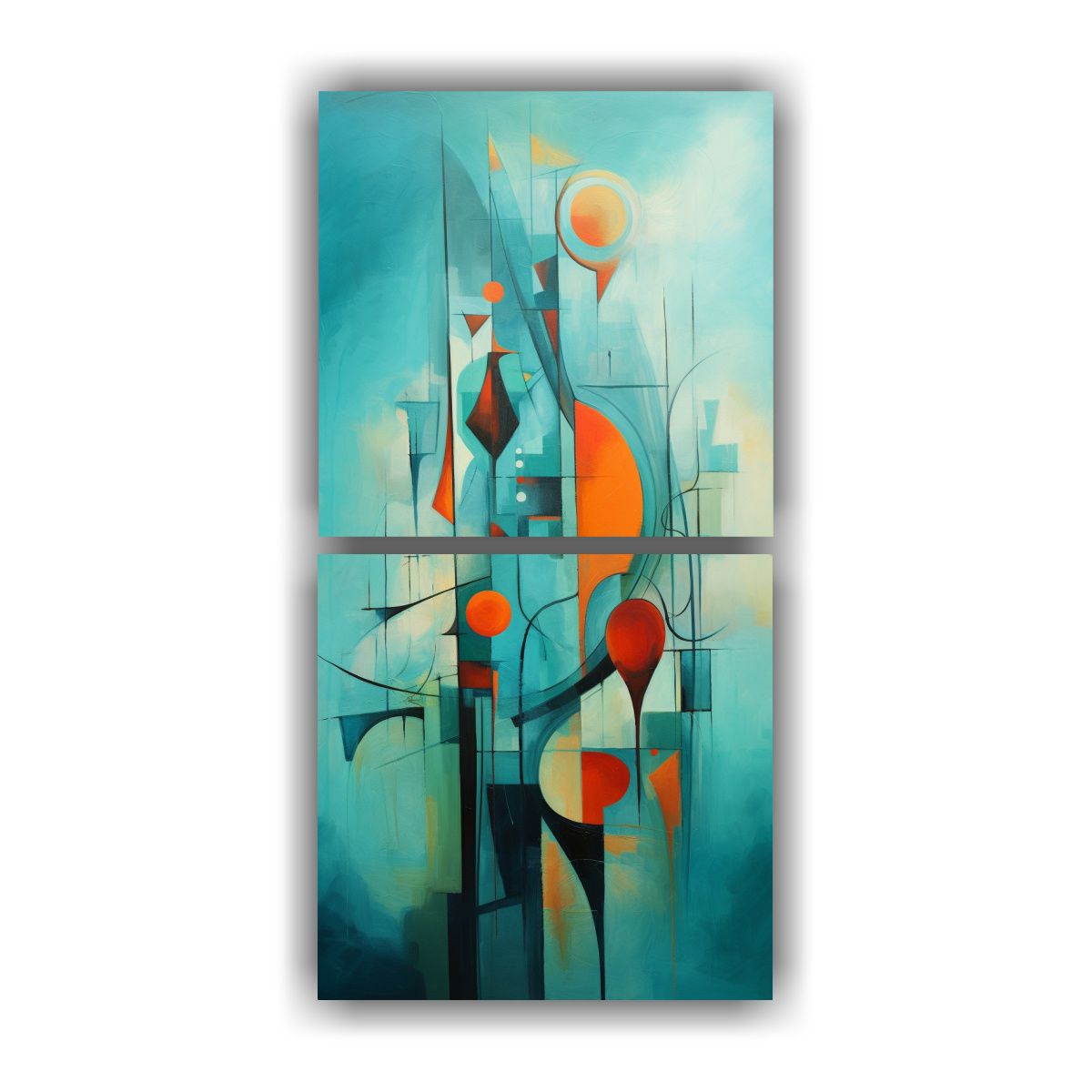 GENERICO - Cuadro Abstracto Turquesa Con Intensa Elegancia 30x60 Cm