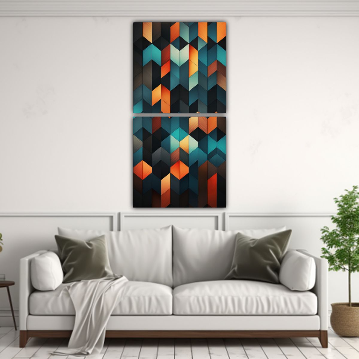 GENERICO - Pinturas Decorativas Con Patrón Geométrico 40x80 Cm