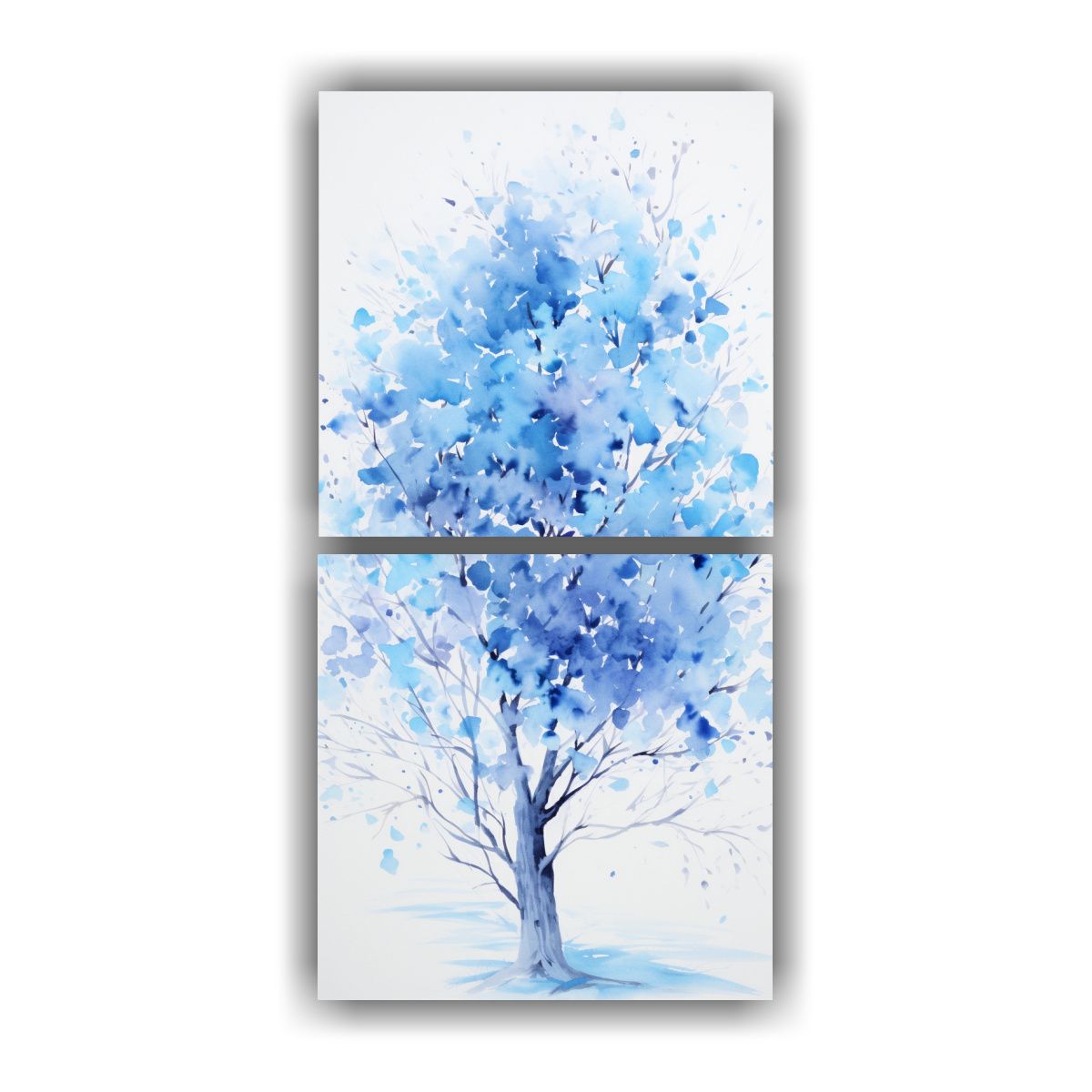 GENERICO - Díptico Abstracto De Árbol De Acacia En Colores 20x40 Cm