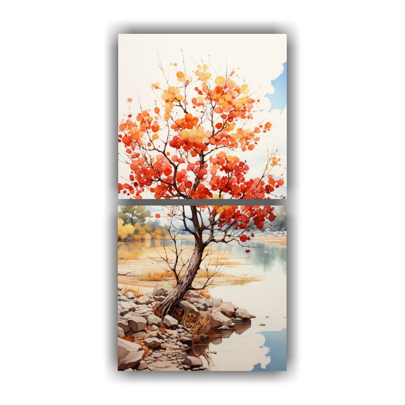 GENERICO - Pintura Abstracta De árbol Arbutus En Bastidor 50x100 Cm