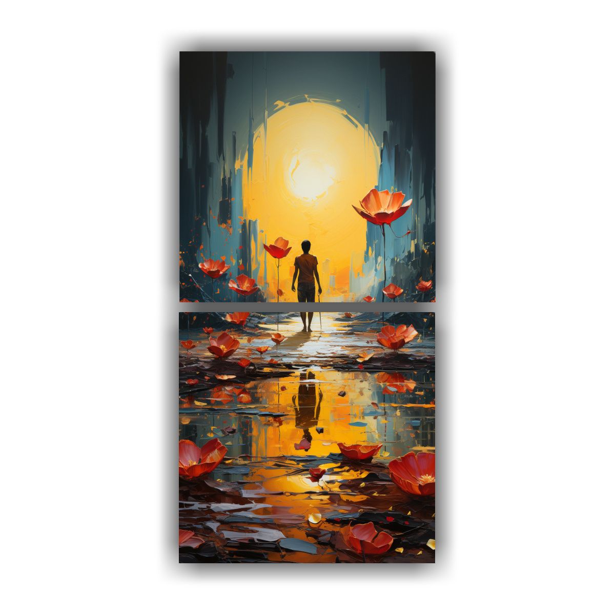 GENERICO - Cuadros Vanguardia Figuras Banyan Tree Amarillo Y 50x100 Cm