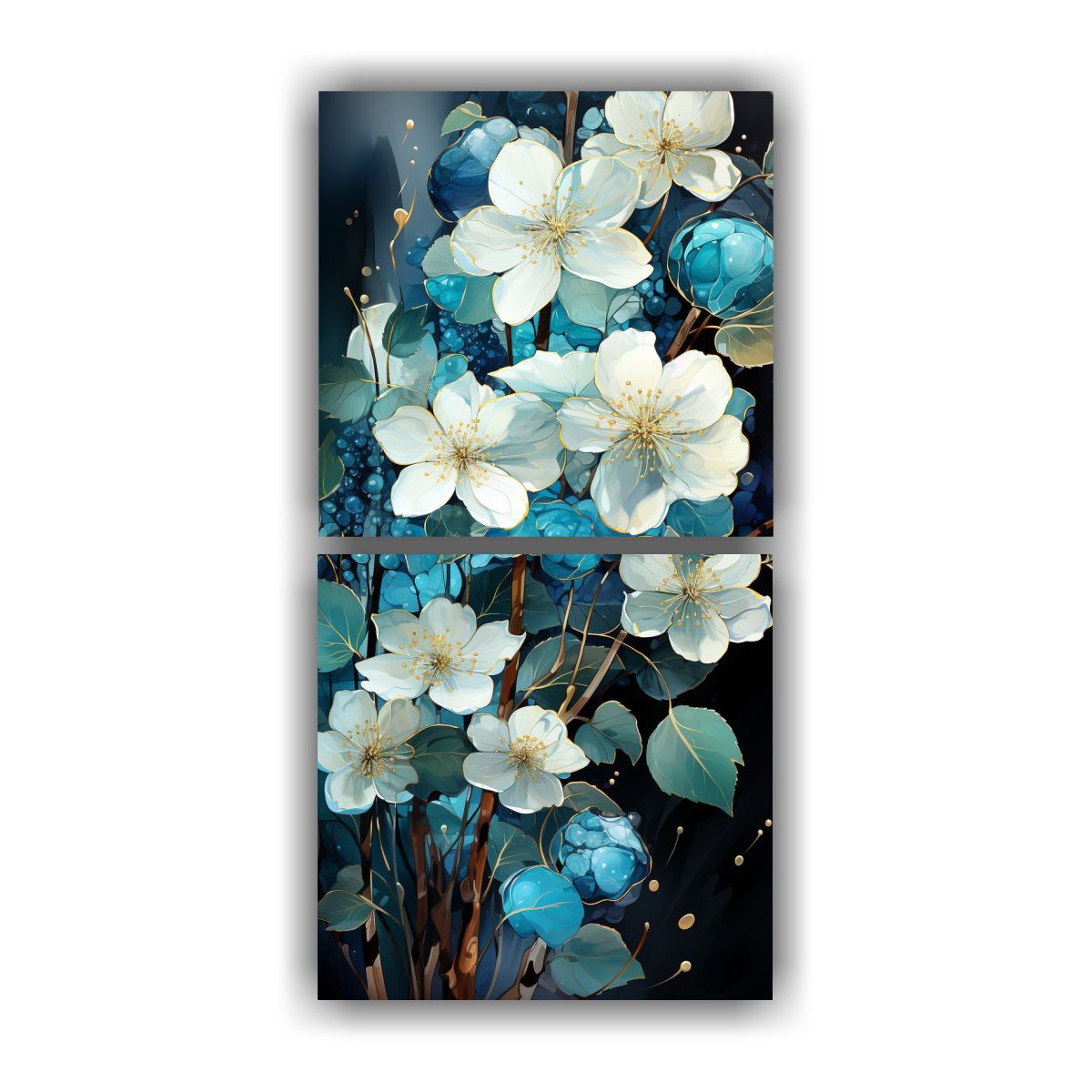 GENERICO - Cuadro Dibujo Regalo Árbol Abedul En Turquesa Y 60x120 Cm