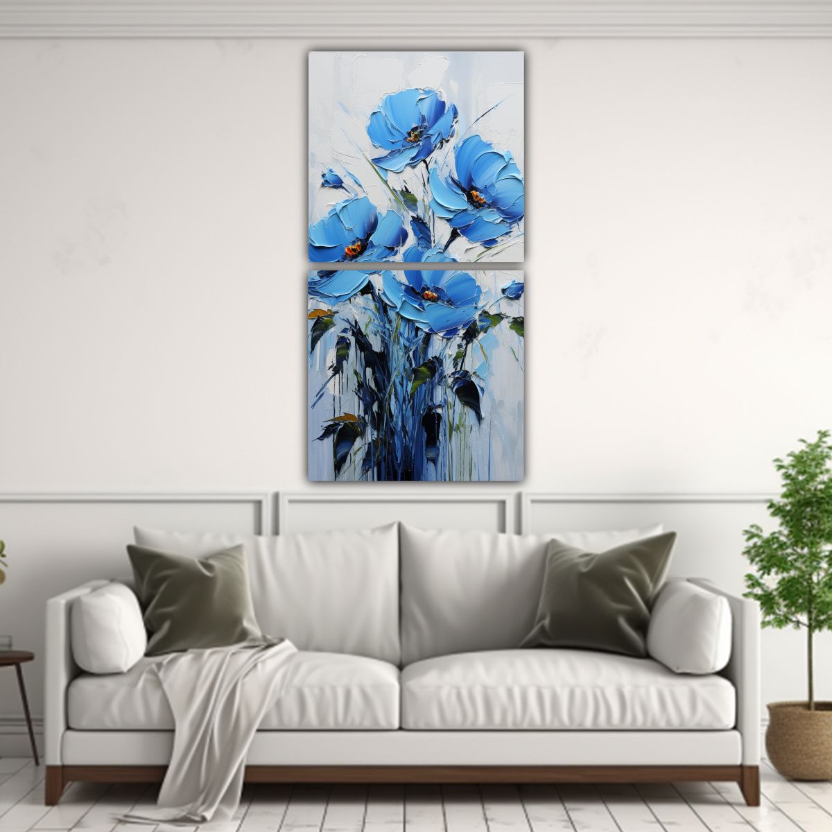 GENERICO - Lienzos Impresos En Profundidad Azul Y Negro Con 40x80 Cm