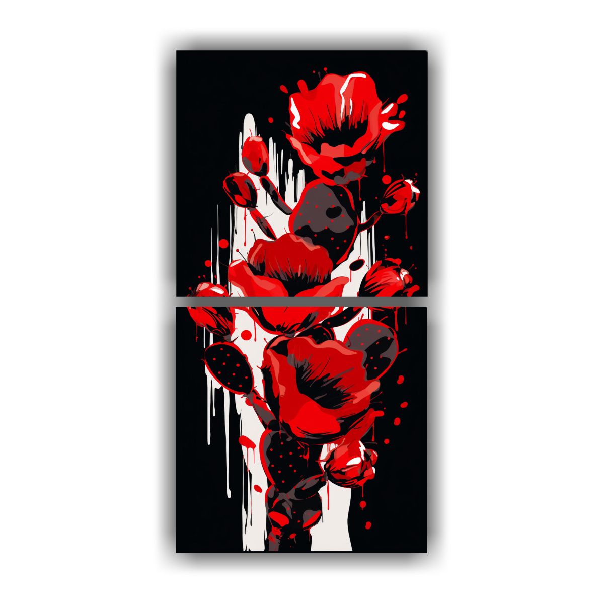 GENERICO - Cuadros Forma Escena Cactus En Rojo Y Negro 20x40 Cm