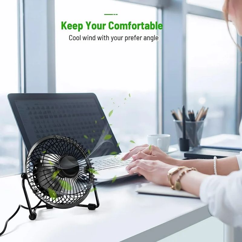 GENERICO - Mini ventilador metálico USB de escritorio compacto